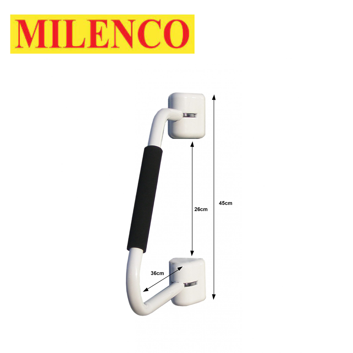 Milenco Large Security 41 Handrail, sturdy metal design for enhanced safety and support in outdoor settings.
