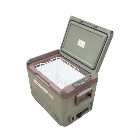 Milenco myCOOLMAN 43L portable fridge/freezer with a sleek design, ideal for camping and outdoor activities.