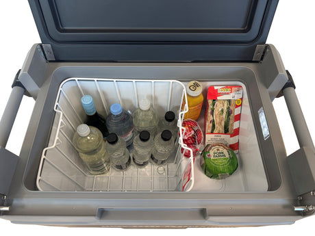 Milenco myCOOLMAN 47L Roamer Compressor Coolbox, showcasing sleek design and features for cooling beverages and food.