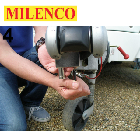 Milenco AKS Compact HitchLock 4992, showing the durable locking mechanism and compact design for secure trailer connection.
