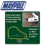 Maypole large 4-ply breathable hitch cover MP9259 showing its textured fabric and secure fit for trailer hitch protection.