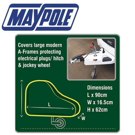 Maypole large 4-ply breathable hitch cover MP9259 showing its textured fabric and secure fit for trailer hitch protection.