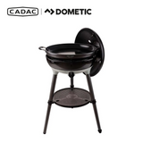 Cadac Dometic Chef 50 gas BBQ with QR, featuring a sleek design and grilling surface, ready for outdoor cooking.