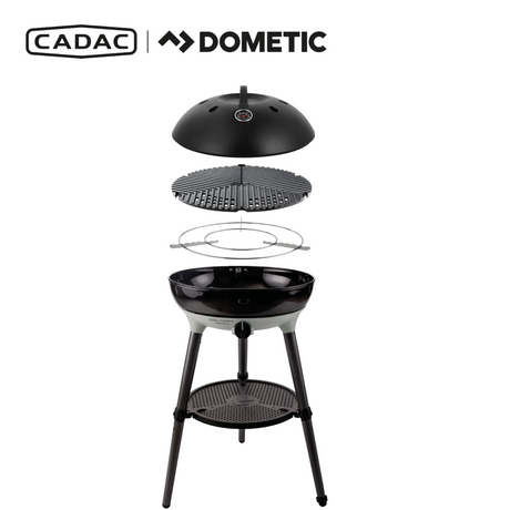 Cadac Dometic Chef 50 BBQ with QR, featuring a sleek design and multiple burners for outdoor cooking.