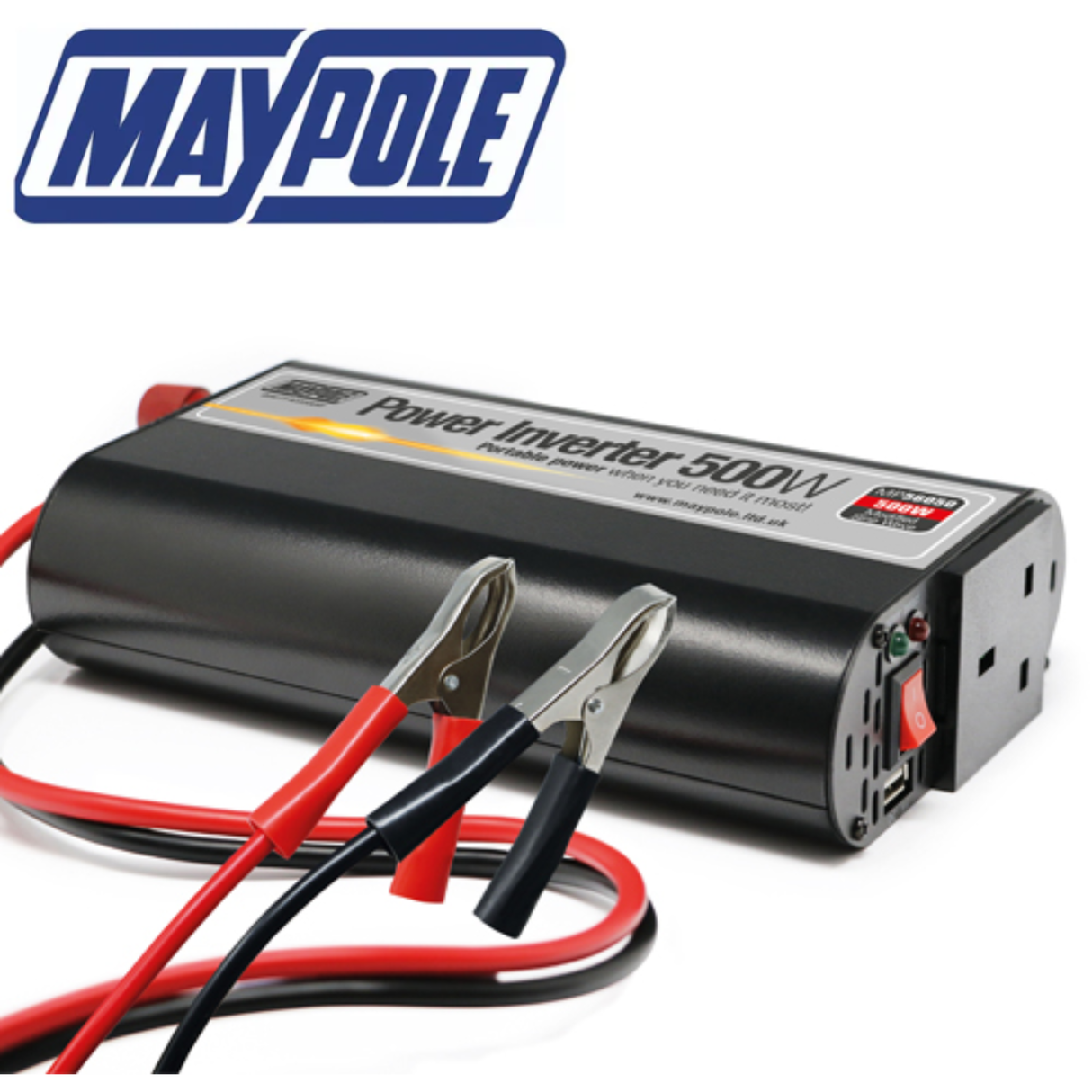 Maypole 500W 12V/230V Power Inverter with USB