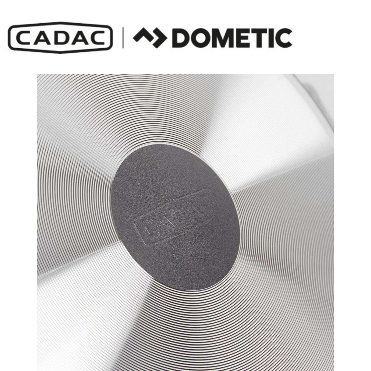 Cadac Dometic Paella Pan 50, large round stainless steel cookware with handles, ideal for preparing paella and outdoor cooking.