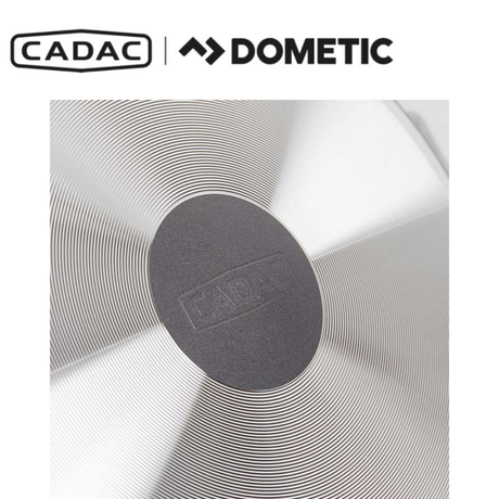 Cadac Dometic Paella Pan 50, large round stainless steel cookware with handles, ideal for preparing paella and outdoor cooking.
