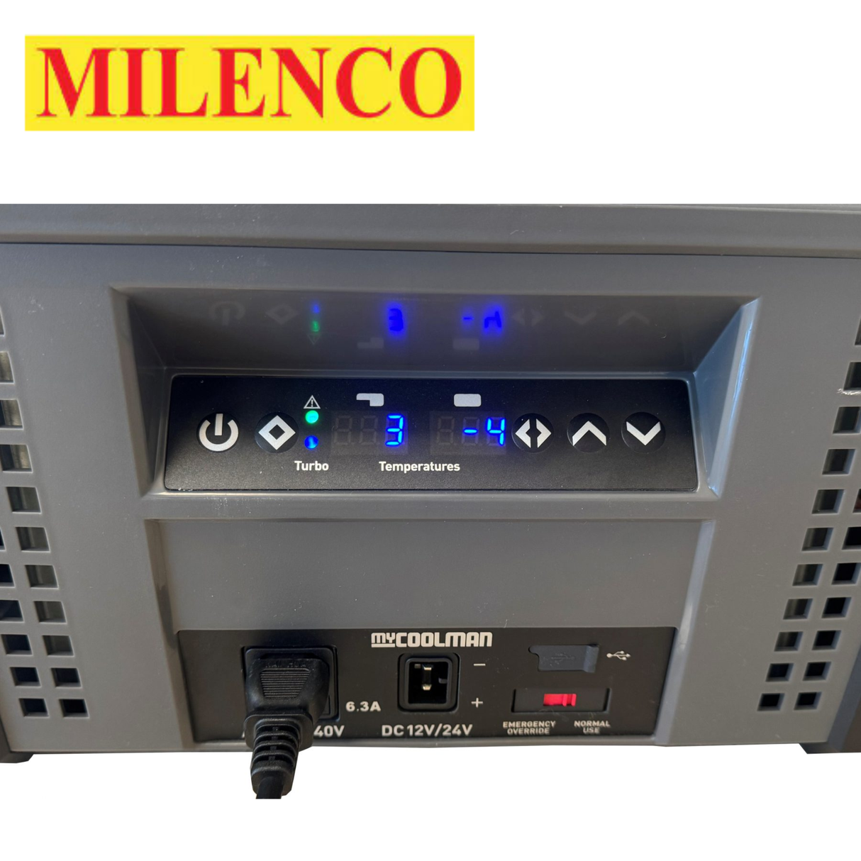 Milenco MyCoolman 53ltr Dual Zone fridge freezer with two compartments for versatile cooling and freezing options.