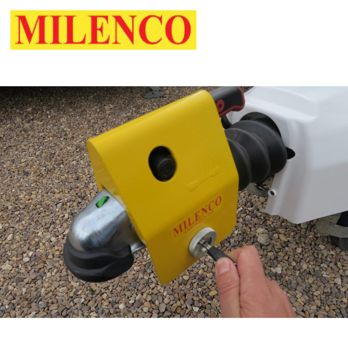 Milenco Super Heavy Duty AKS 161 Hitchlock with sturdy design and secure locking mechanism for trailers.