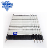 Blue Diamond 5-poled windbreak in various colors, showcasing lightweight, durable fabric and sturdy poles for outdoor use.