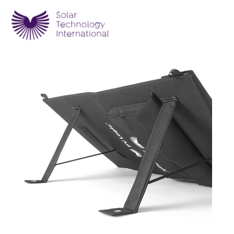 PV Logic 40W fold-up solar panel with adjustable handles and compact design, ideal for portable solar power applications.