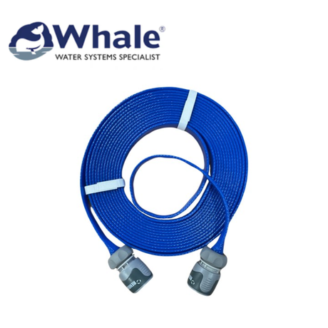 Whale 7.5M extension hose coiled on a surface, showcasing its durable material and flexible design.