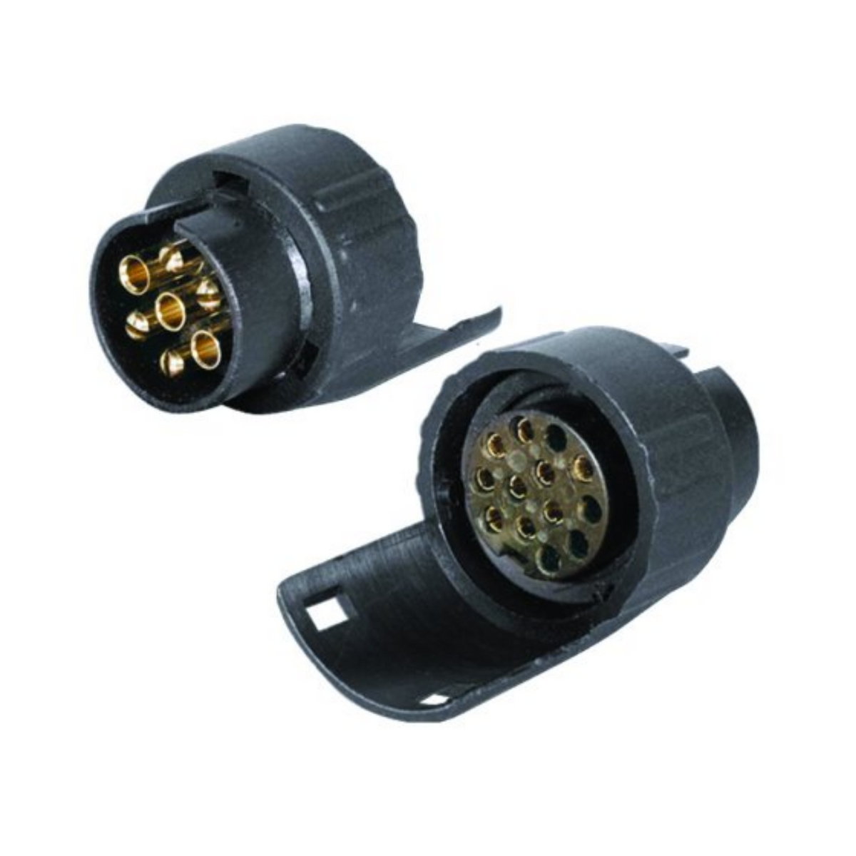 Powerpart 7 pin to 13 pin conversion plug showing a compact electrical connector for trailer towing.