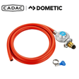 Cadac Dometic LP propane screw-on regulator with 2-meter hose, suitable for gas grill and outdoor cooking appliances.