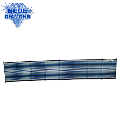 Blue Diamond 9-poled windbreak in various colors, showcasing durable fabric panels and sturdy pole construction for outdoor use.