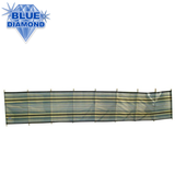 Blue Diamond 9-poled windbreak in various colors, showcasing the outdoor barrier with sturdy poles and fabric panels.