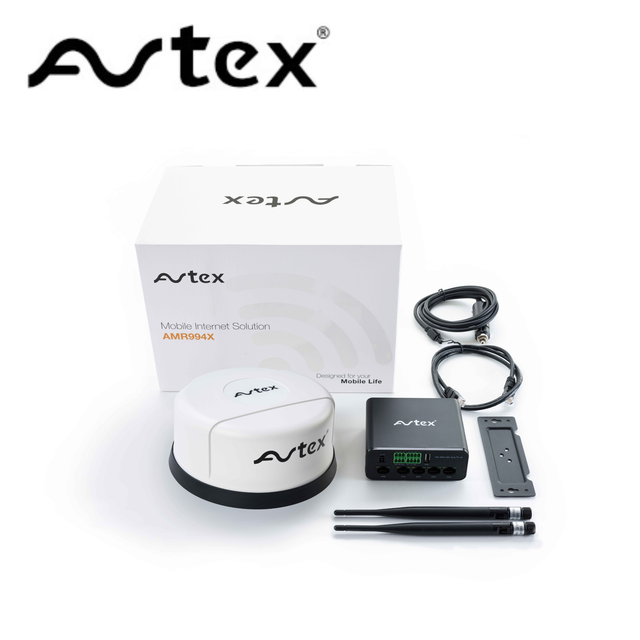 Avtex 4G antenna mobile internet solution dual SIM router AMR994X with sleek design and multiple connectivity ports.