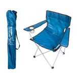Lightweight Ashby folding chair in vibrant green or blue, featuring a sturdy frame and comfortable seat for portable seating.