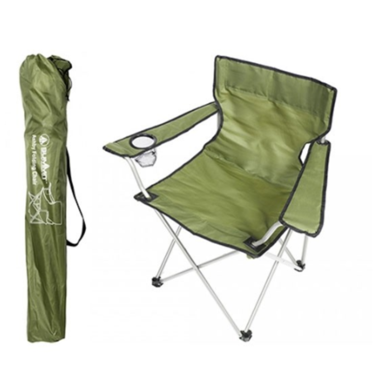 Ashby lightweight folding chair in vibrant green with a sturdy frame and fabric seat, ideal for portable seating.