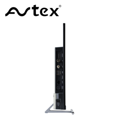 Avtex 24" SmartPRO Freely FHD TV with built-in DVD player, showcasing side view and sleek design.