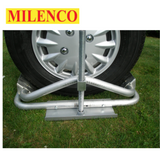 Milenco lightweight aluminium level with storage bag, showcasing its compact design and durable construction.