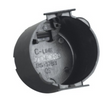 Powerpart C-Line Circular Back Box in dark grey, showing a close-up of the round electrical back box for wall installations.
