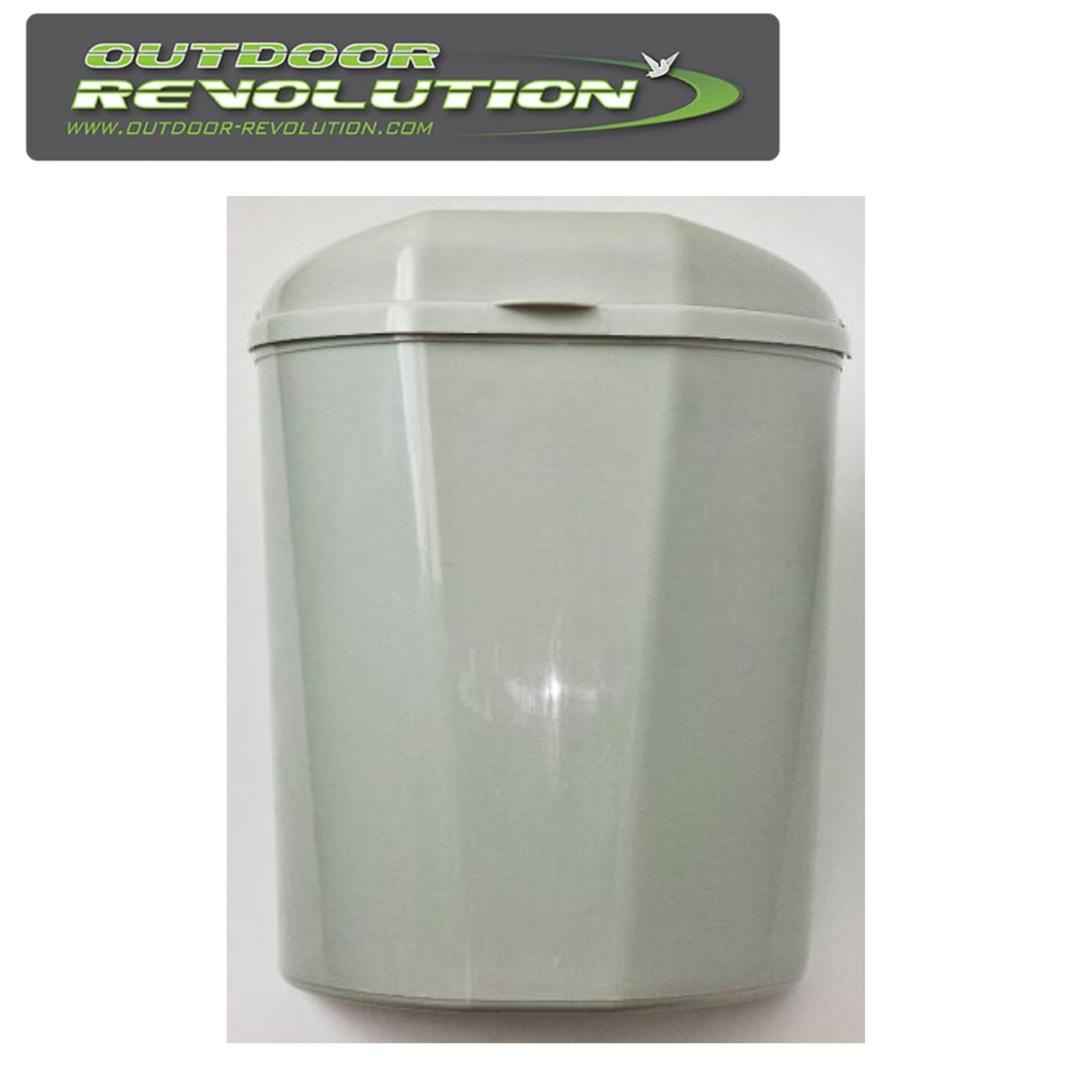 Outdoor Revolution Dusty Bin with brackets, featuring a sturdy design for outdoor storage and organization.