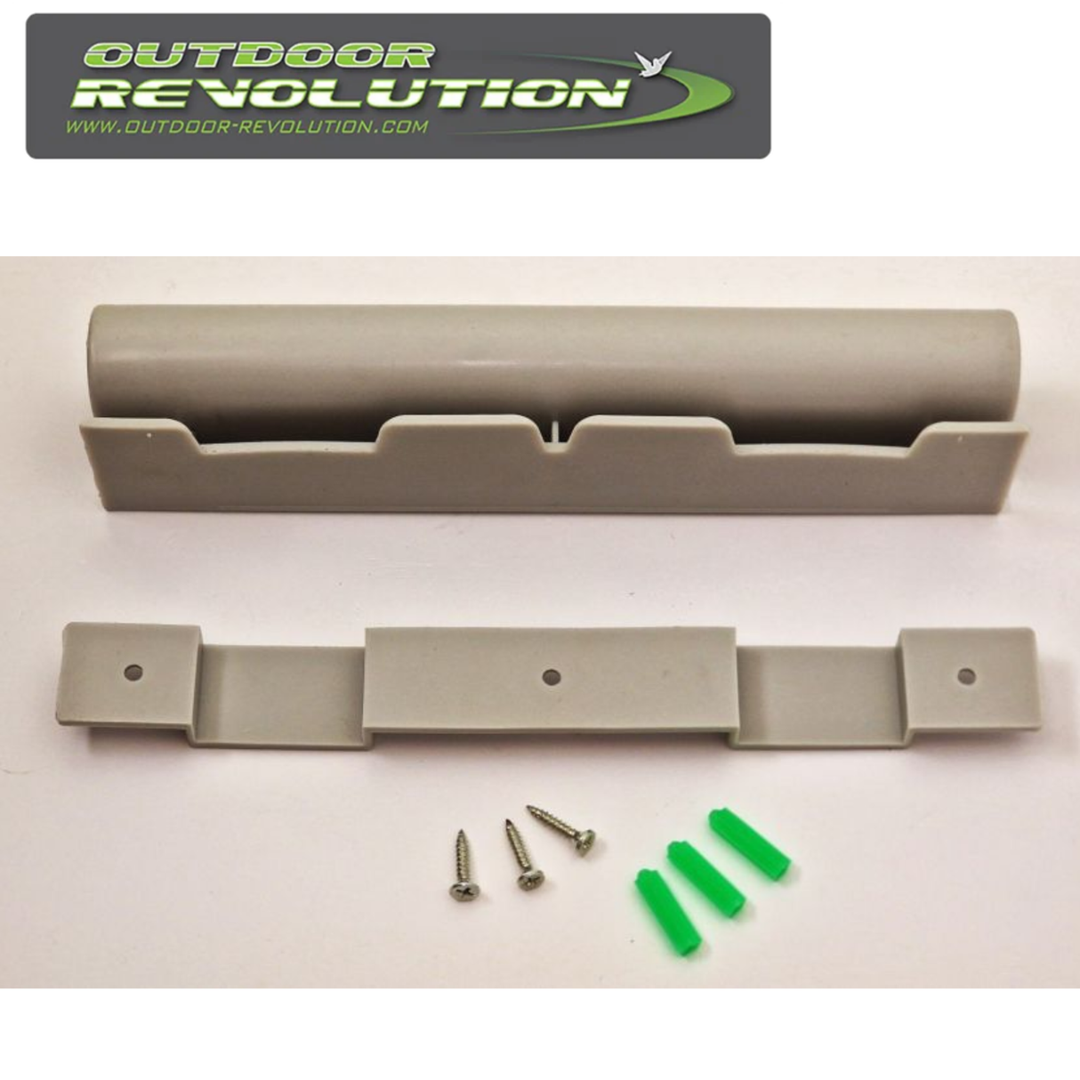Outdoor Revolution dusty bin with brackets, featuring a sturdy design suitable for outdoor use.