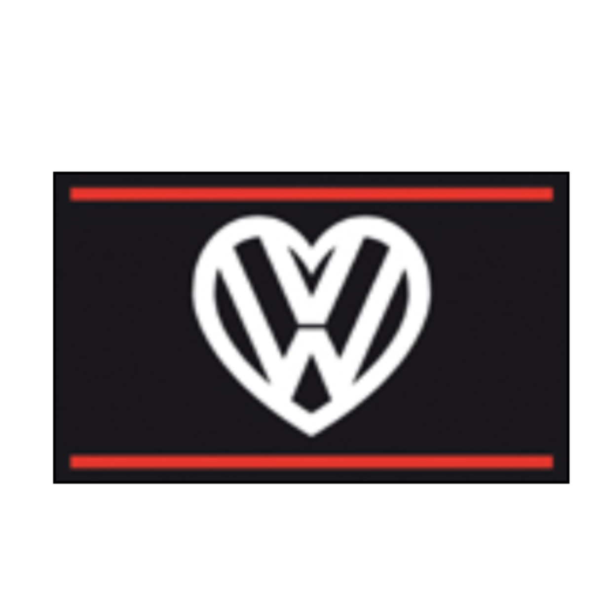 Black and red "I Love My VW" banner by Spirit of Air, measuring 5ft by 3ft, featuring bold lettering and VW logo design.