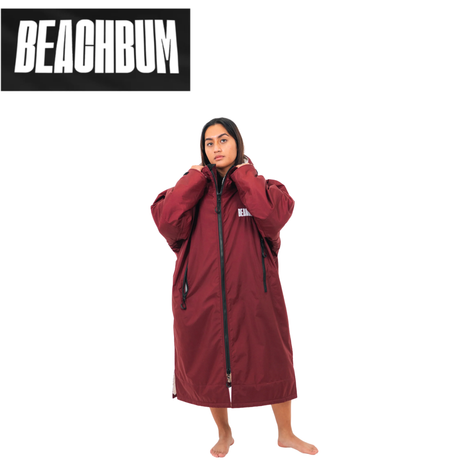 Burgundy Beachbum adults changing robe by Beachbum, lightweight and cozy for beach or poolside cover-up.