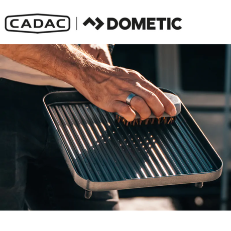 Cadac Dometic Soft Soak Brush with long handle and soft bristles for gentle cleaning of cookware and surfaces.