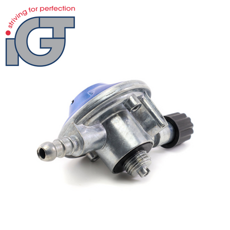IGT screw-in regulator for Campingas cylinders, featuring durable design and easy attachment for gas supply.