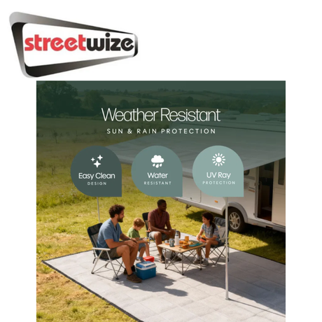 Reversible Streetwize Premium Awning Carpet with textured surface, suitable for outdoor awning areas, in a neutral color.