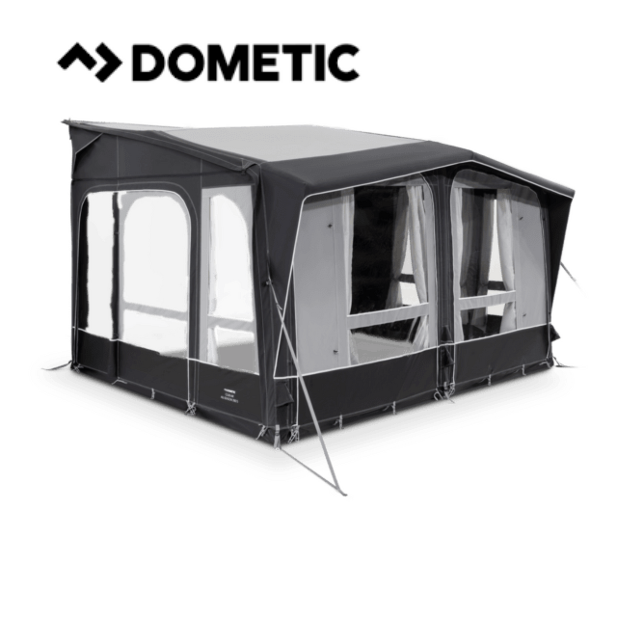 Dometic Club Air 390 All Season Awning set up, showcasing its spacious design and durable fabric in a campsite setting.