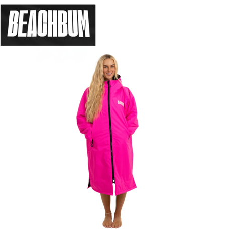 Pink Beachbum Adults Beachbum changing robe with hood and pockets, designed for comfortable, quick changing at the beach or pool.