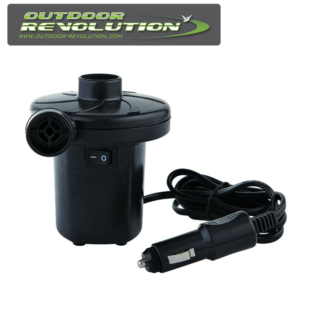 Outdoor Revolution 12V DC Electric Air Pump with a compact design, ideal for inflating outdoor gear and accessories.