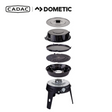 Cadac Dometic Safari Chef 30 LP Deluxe Pro gas BBQ with integrated QR, showcasing compact design and cooking features.