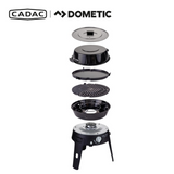 Cadac Dometic Safari Chef 30 LP Deluxe Pro gas BBQ with integrated QR, showcasing compact design and cooking features.