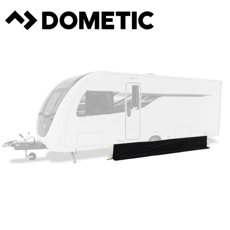 Dometic Draught Skirt for models 200, 260, 330, 390 showing the flexible black fabric and attachment edges
