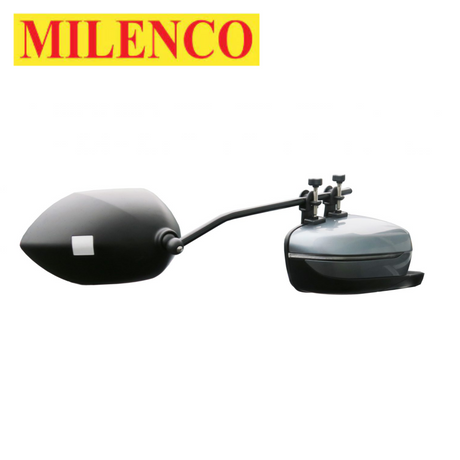 Milenco Falcon Mirror Twin Pack featuring two adjustable mirrors for enhanced rear visibility while towing.