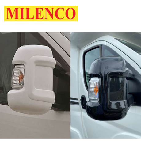 Milenco Falcon mirror covers designed for long arm mirrors, offering protection and a secure fit for vehicles.