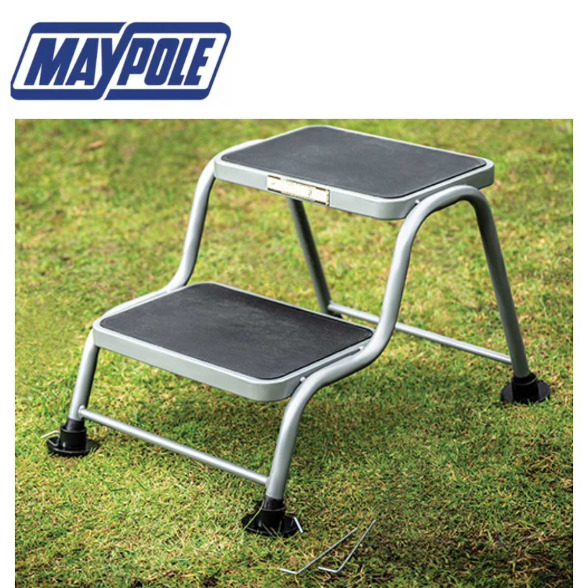Maypole Universal Feet for trailers, showing sturdy metal construction with bolt holes for secure attachment.