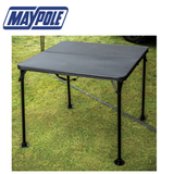 Maypole universal feet for trailers, showing sturdy metal construction with adjustable mounting brackets and rubber pads.
