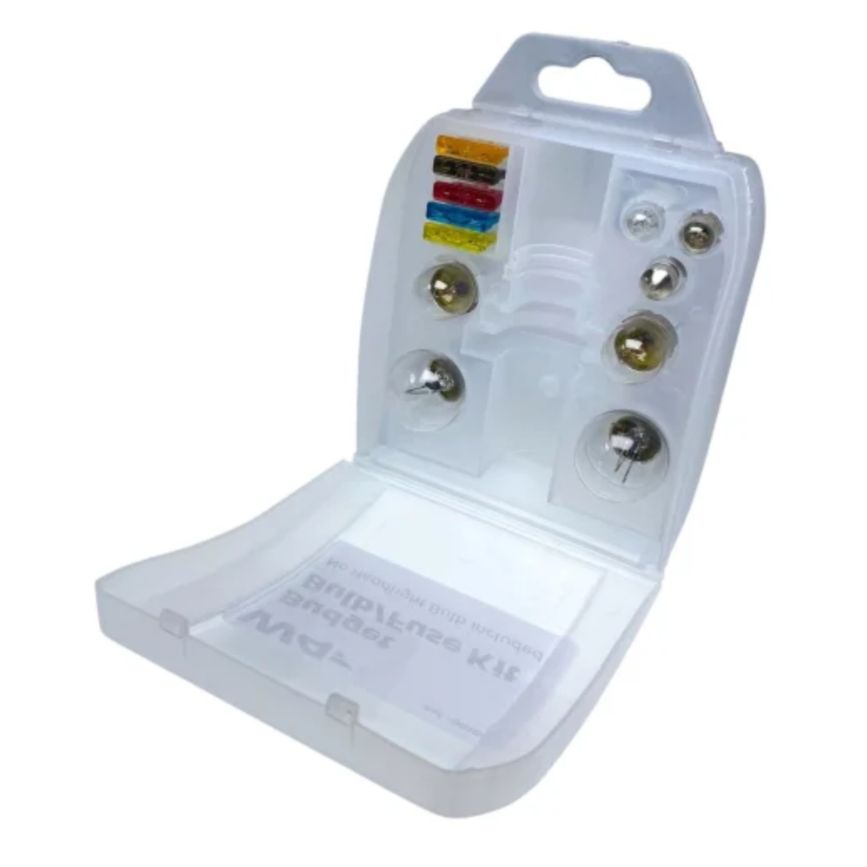 W4 Budget Bulb and Fuse Kit showing a close-up of replacement fuse and bulb components for automotive use.