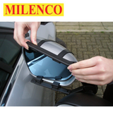 Milenco Falcon Safety Mirror Single showing the mirror design and clamp for secure attachment to vehicles.