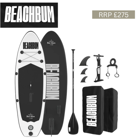 Kids black and white paddle boards from BeachBum Kids 8' paddle board bundle, suitable for children and outdoor water activities.