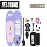 BeachBum paddle board bundle with Malibu Sky design, featuring a sleek paddle board suitable for water sports and recreation.
