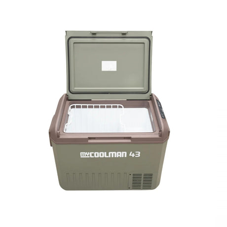 Milenco myCOOLMAN 20L fridge or freezer, showcasing a compact design with a sturdy exterior and adjustable temperature settings.