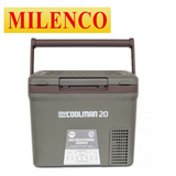 Milenco myCOOLMAN 20L fridge/freezer with a sleek design, ideal for outdoor recreation and camping.