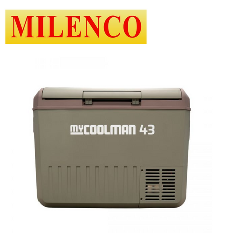 Milenco myCOOLMAN 43L portable fridge/freezer with a sleek design and adjustable temperature settings.